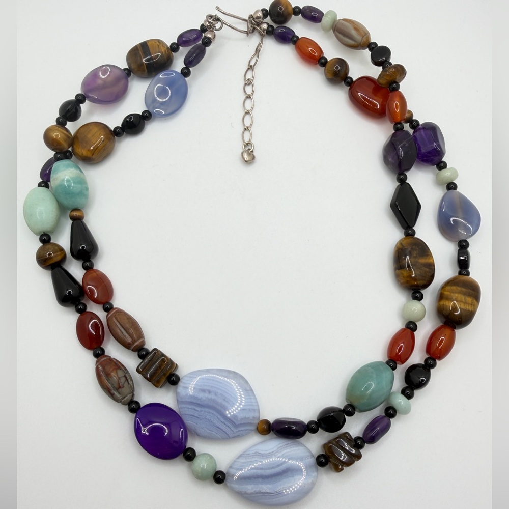 up to 21" DTR‎ Jay King Multi-stone, double stranded necklace w/ 925 hardware!
